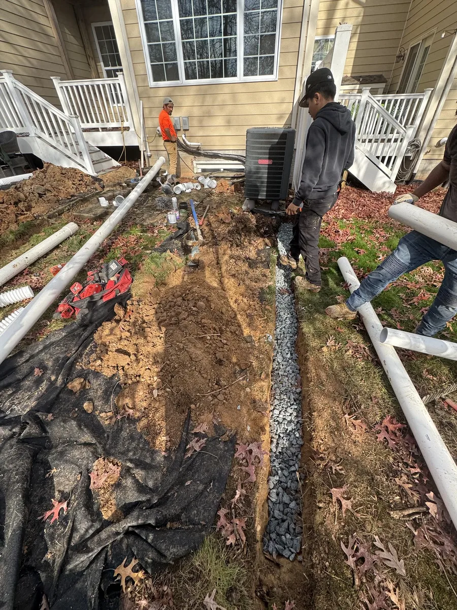 Completed French drain installation in DMV region